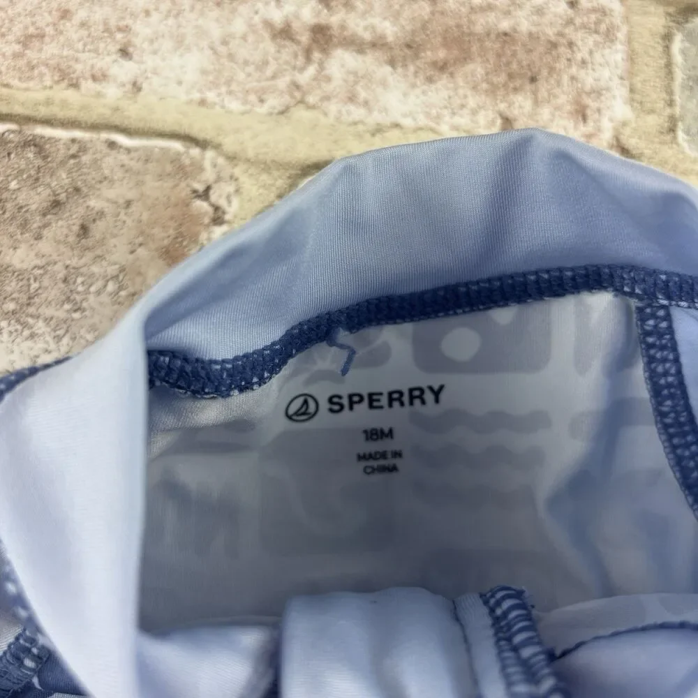 Sperry Baby Boys Rash guard Swimsuit Size 18M Blue Fish Sun Beach Lake Summer